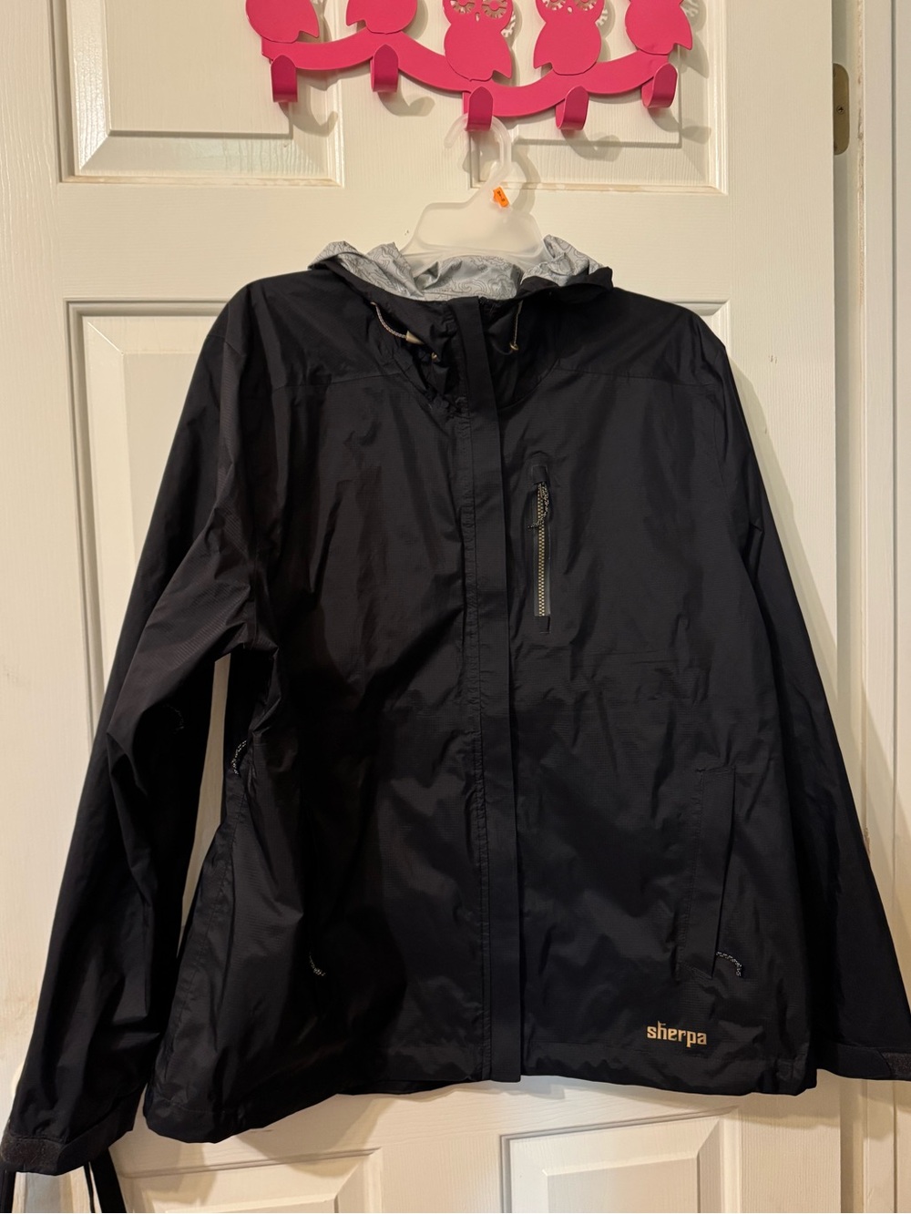 Sherpa Black Women's Hooded Rain Jacket